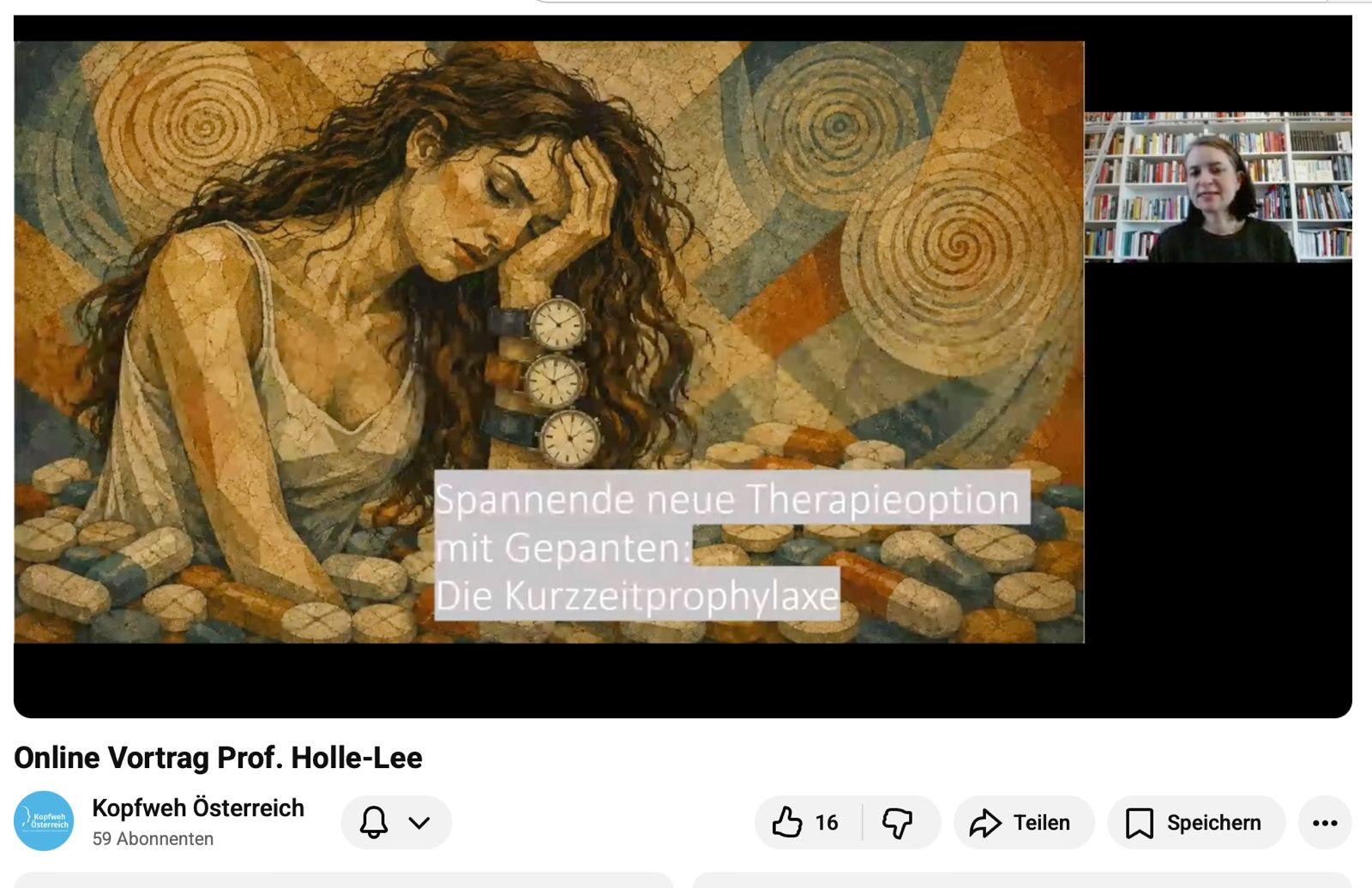 Prof. Dr. Holle-Lee beim Webinar von Kopfweh Österreich zu Migräne und Clusterkopfschmerz
